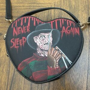 Freddy Krueger hand painted cross body heart shaped purse